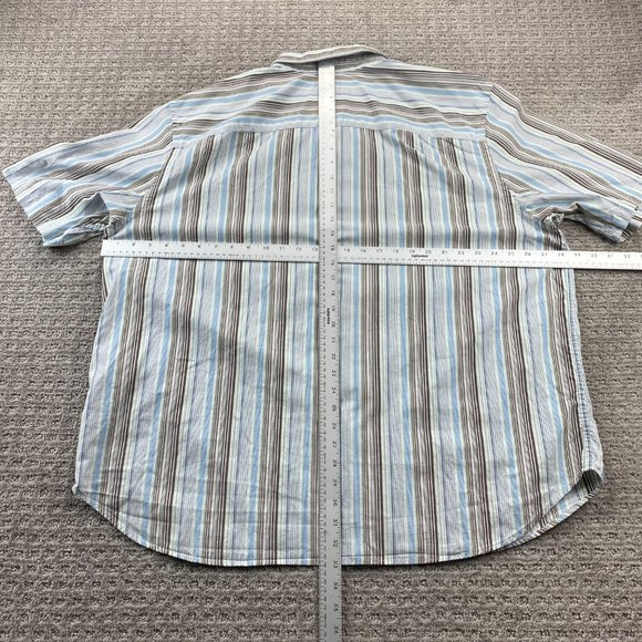 Eddie Bauer Shirt Men XXL White Brown Green Blue Striped Button Down Outdoors - Picture 10 of 13